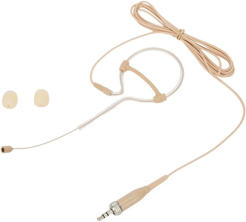 HOgardenME Beige Single Earhook Headset Mic Headworn Microphone 3.5mm 3 Pin 4 Pin XLR Connector Headset Mic with Foam Windscreen - Image 1